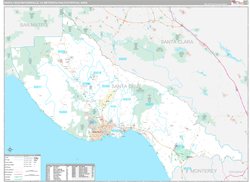 Santa Cruz-Watsonville Metro Area Wall Map Premium Style 2024
